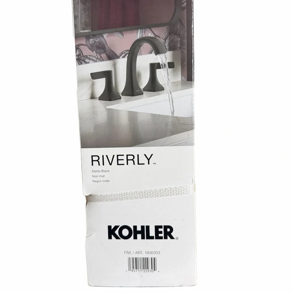 Kohler Riverly Matte Black Bathroom Faucet Widespread 2 - Handle New